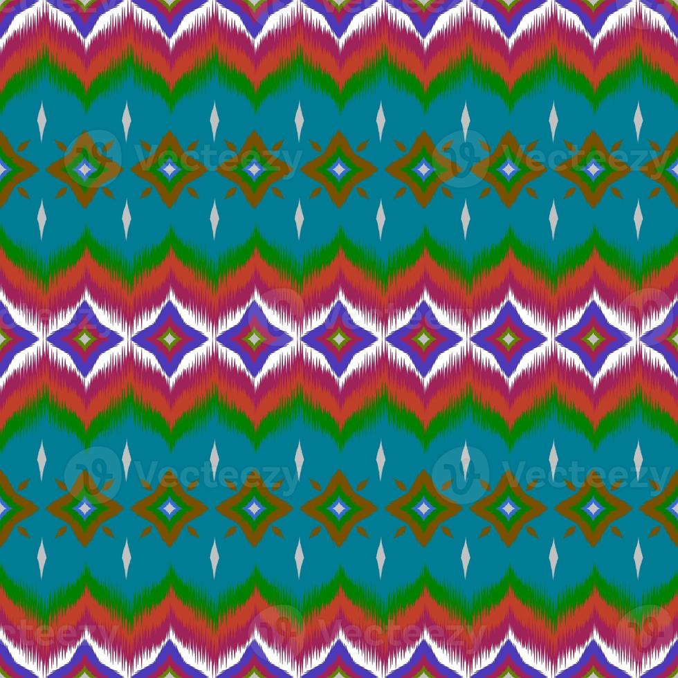 Ikat geometric folklore ornament, Tribal ethnic texture. Seamless striped pattern in Aztec style, Figure tribal embroidery, Scandinavian, Ikat pattern photo