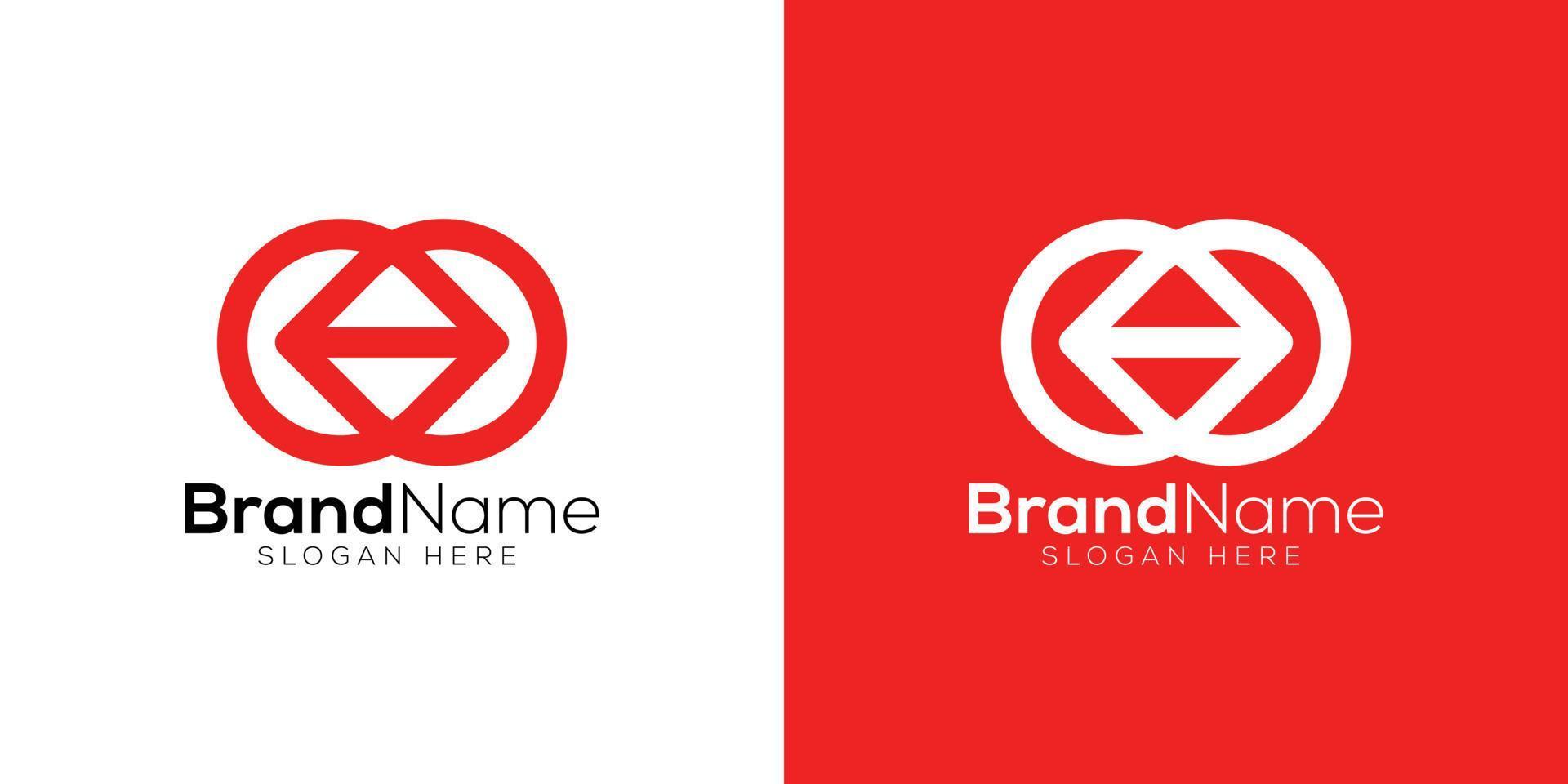Arrow icon logo design template on white and red background vector