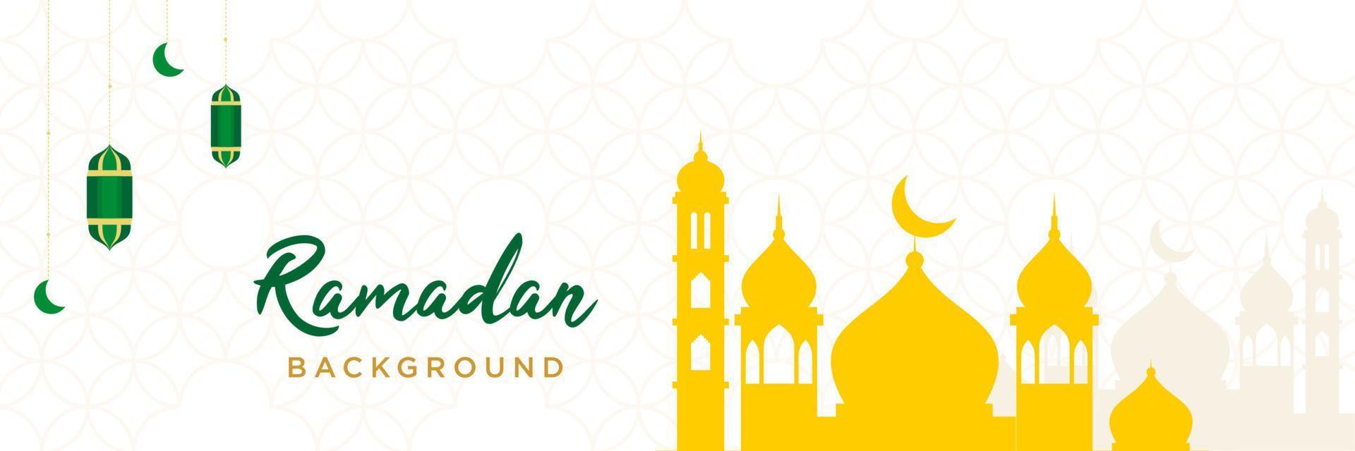 Ramadan background with green lantern and mosque with islamic seamless pattern for banner, poster, card, social media, and product design.eps vector