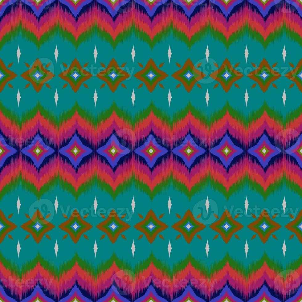 ikat geométrico folklore ornamento, tribal étnico textura. sin costura a rayas modelo en azteca estilo, figura tribal bordado, escandinavo, ikat modelo foto