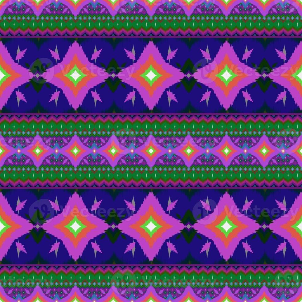 Ikat geometric folklore ornament, Tribal ethnic texture. Seamless striped pattern in Aztec style, Figure tribal embroidery, Scandinavian, Ikat pattern photo