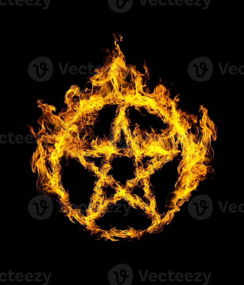 ring and star of fire in black background photo