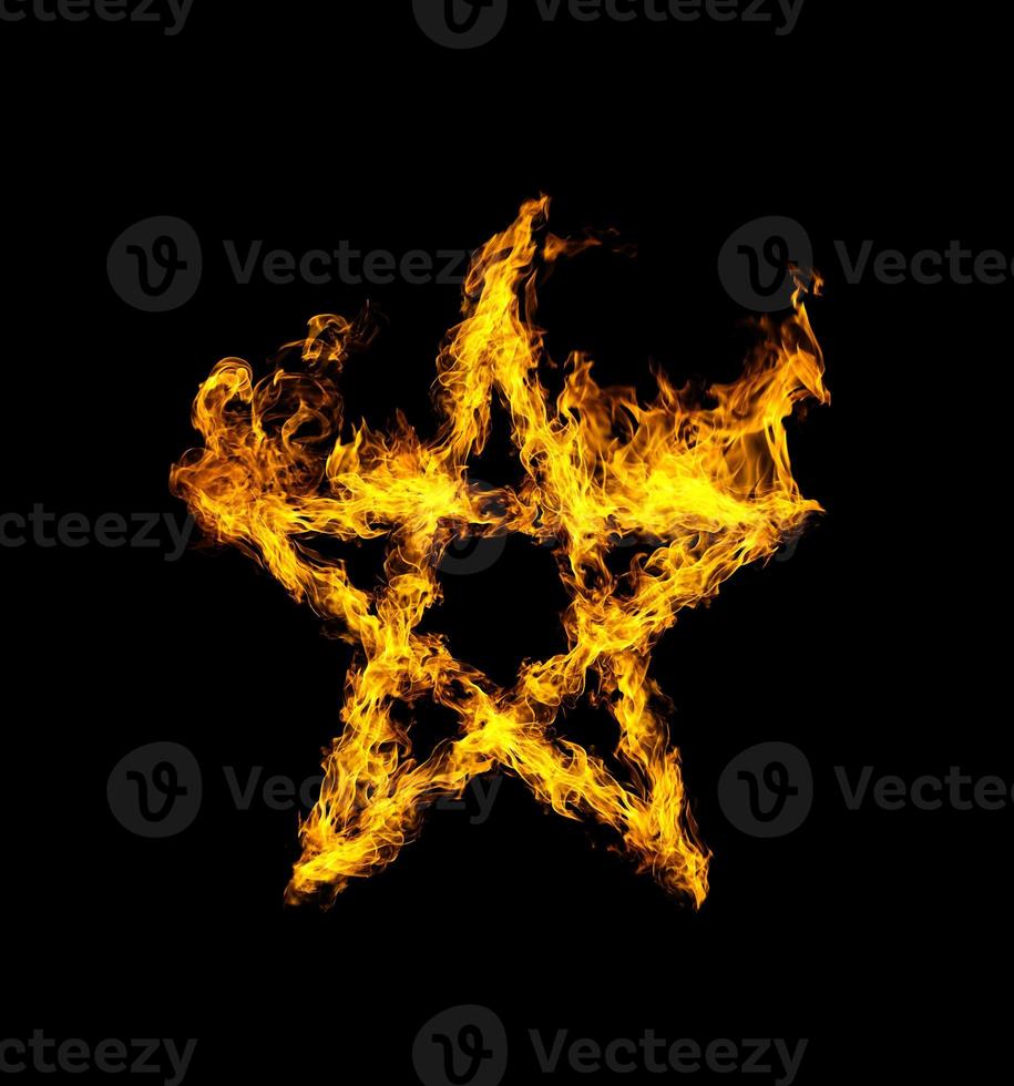 Star flame heat black background photo