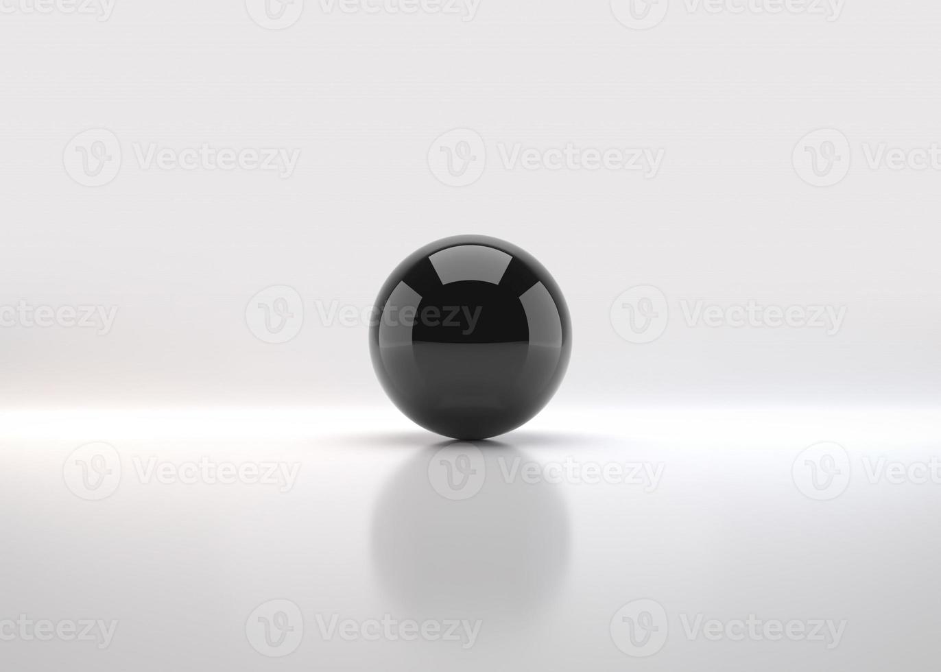 Black sphere with shadow. Ball. 3D render photo
