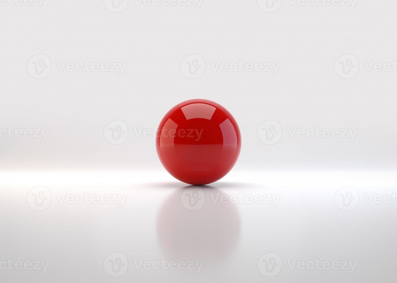 Red sphere with shadow. Ball. 3D render photo