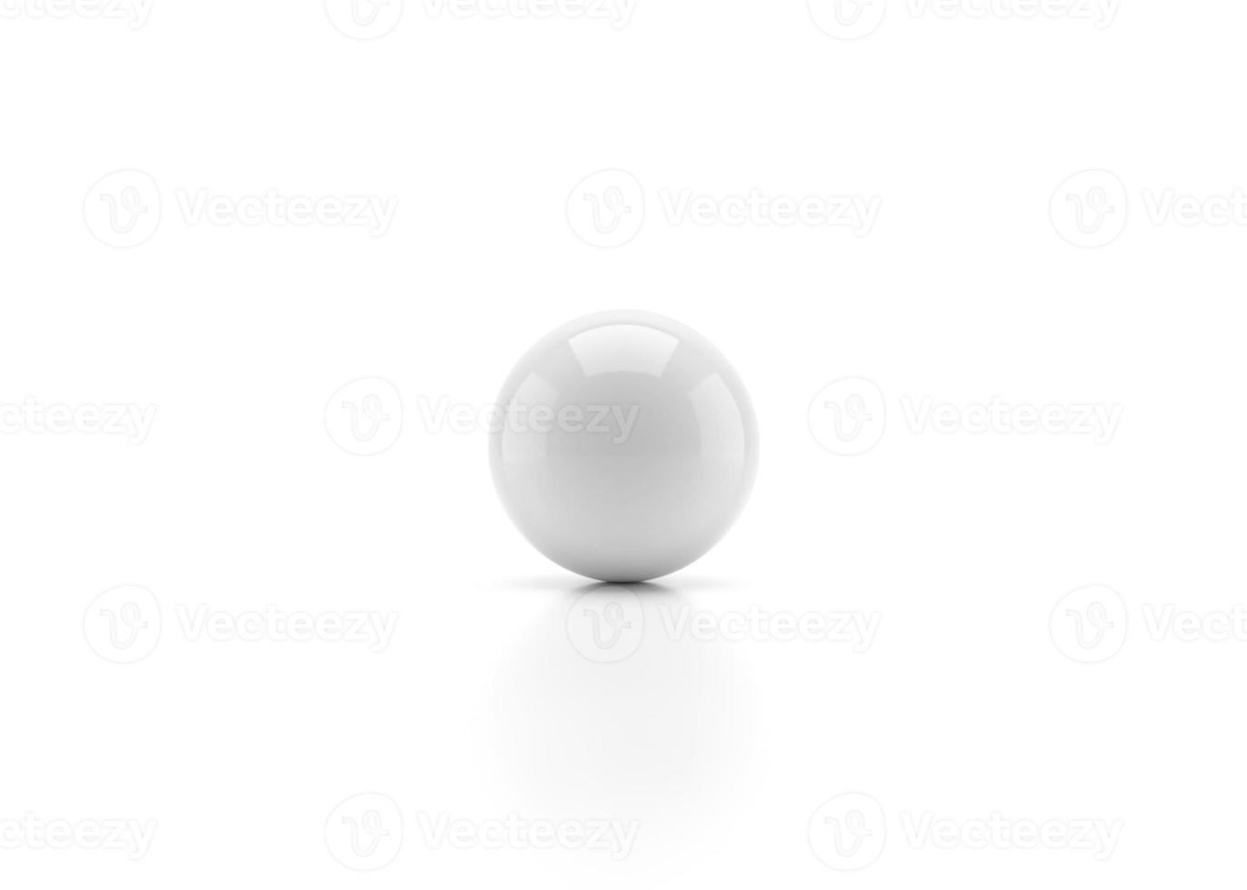 White sphere with shadow on white background. 3d render photo