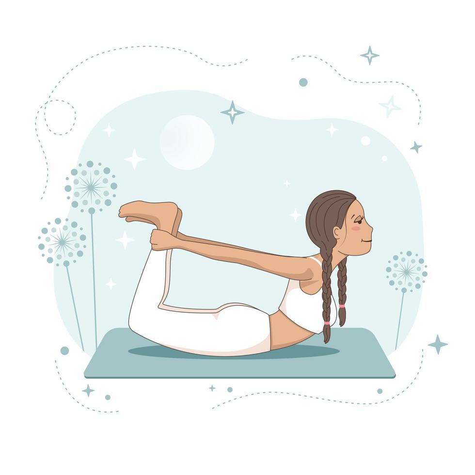 A young girl does yoga vector