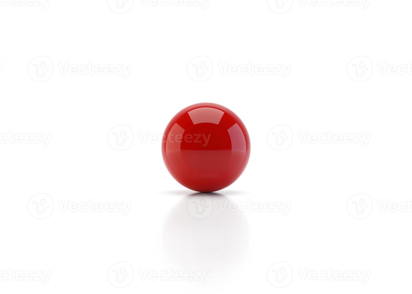 Red sphere with shadow on white background. 3d render photo