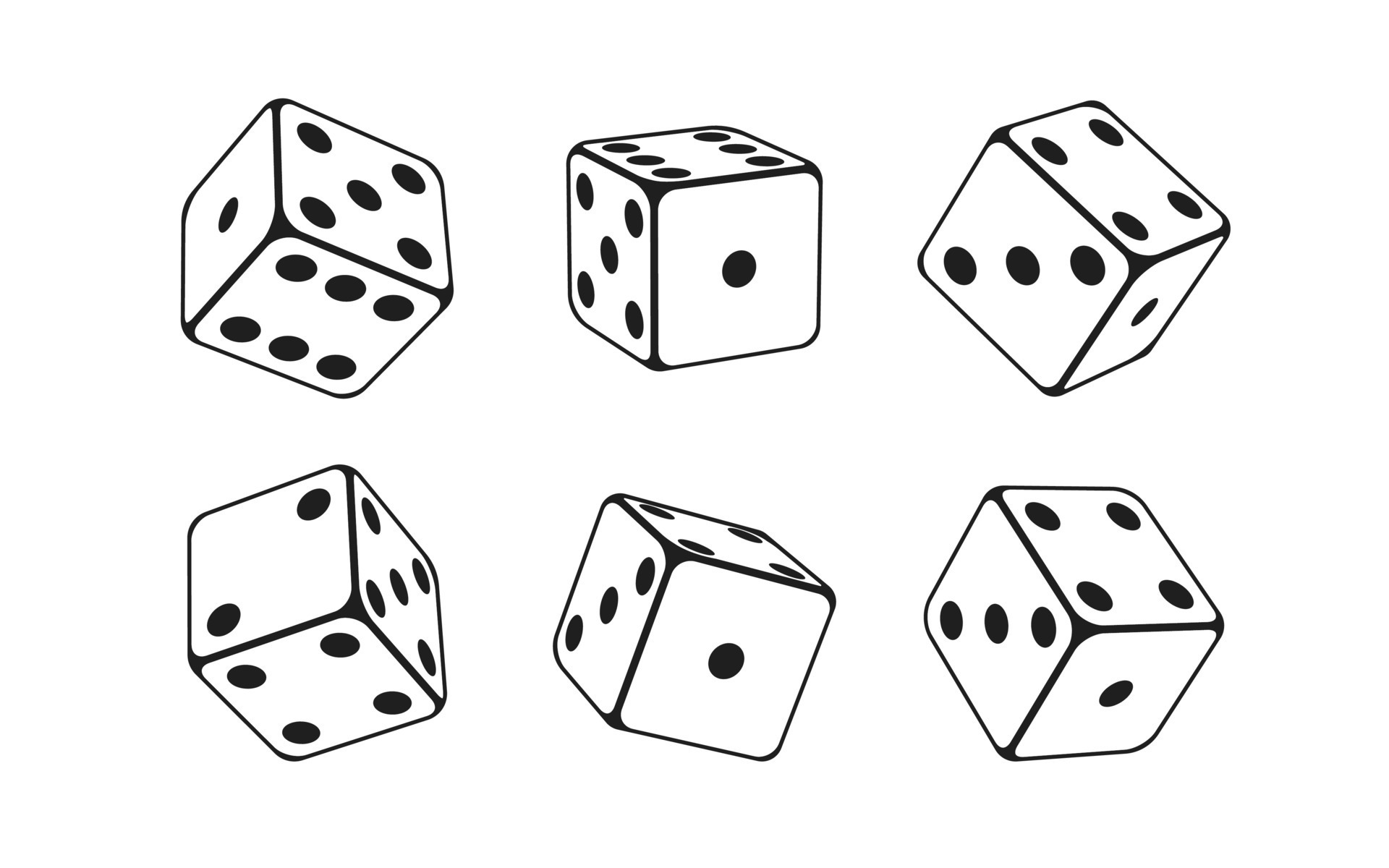 Casino flat dice set isolated vector illustration for gambling games