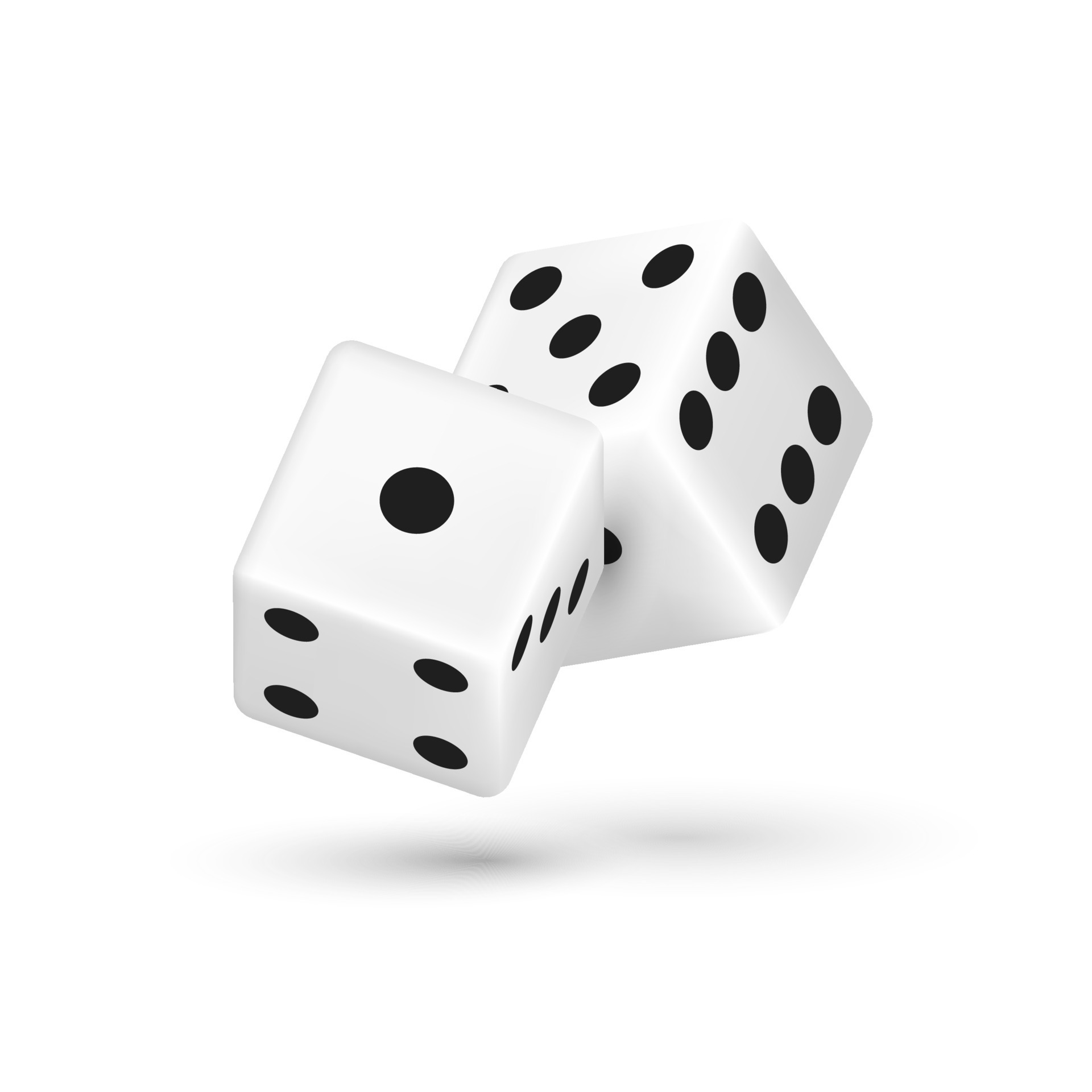 Casino realistic dice isolated 3d vector illustration for gambling games design, poker, tabletop