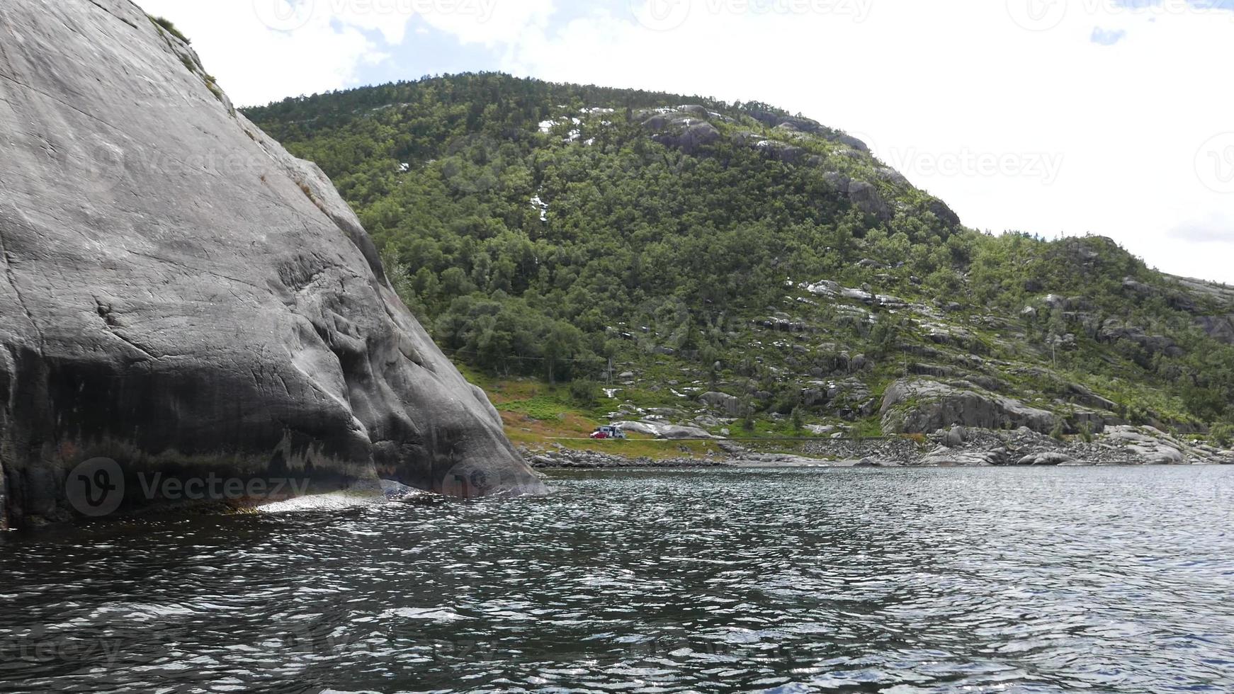 Mountainous landscape and fjord, Norway photo