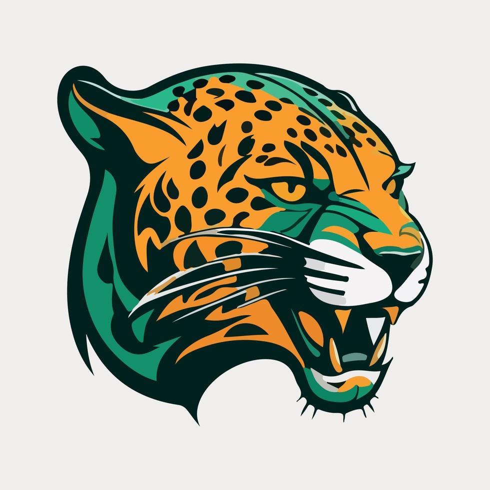 Jaguar head mascot esport logo vector illustration with isolated background