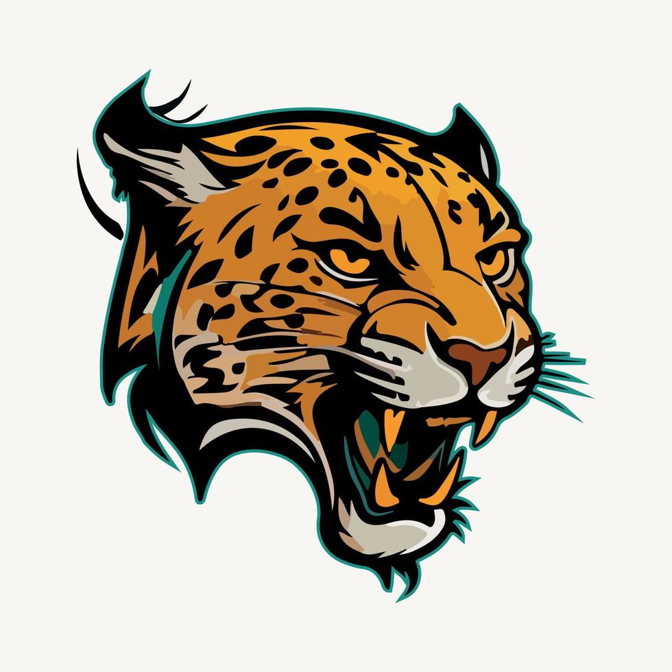 jaguar cabeza mascota deporte logo vector ilustración con aislado antecedentes