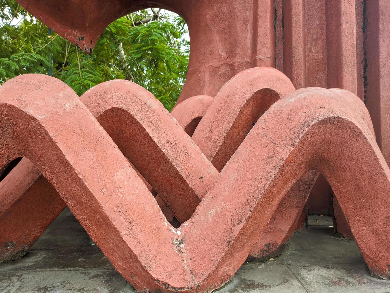 a red sculptural motif in surabaya, indonesia photo