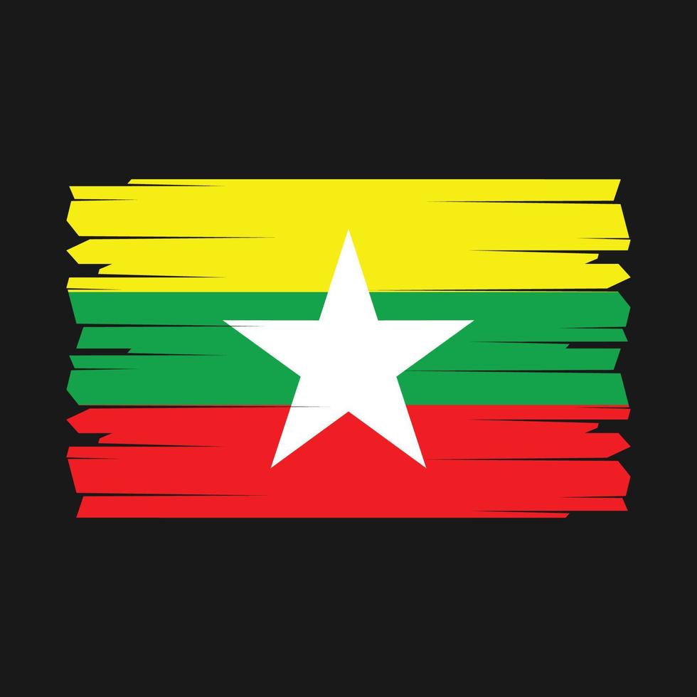 Myanmar Flag Brush Vector