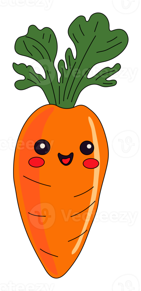 Cute character kawaii little carrot . Easter. png