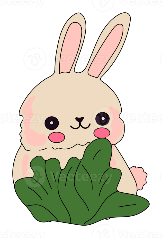 Easter kawaii bunny sticker, Happy easter sticker rabbit png