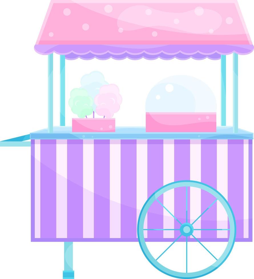 brillante vector ilustración de un algodón caramelo máquina, un algodón caramelo carro, un dulce bocadillo, calle alimento, dulces para niños