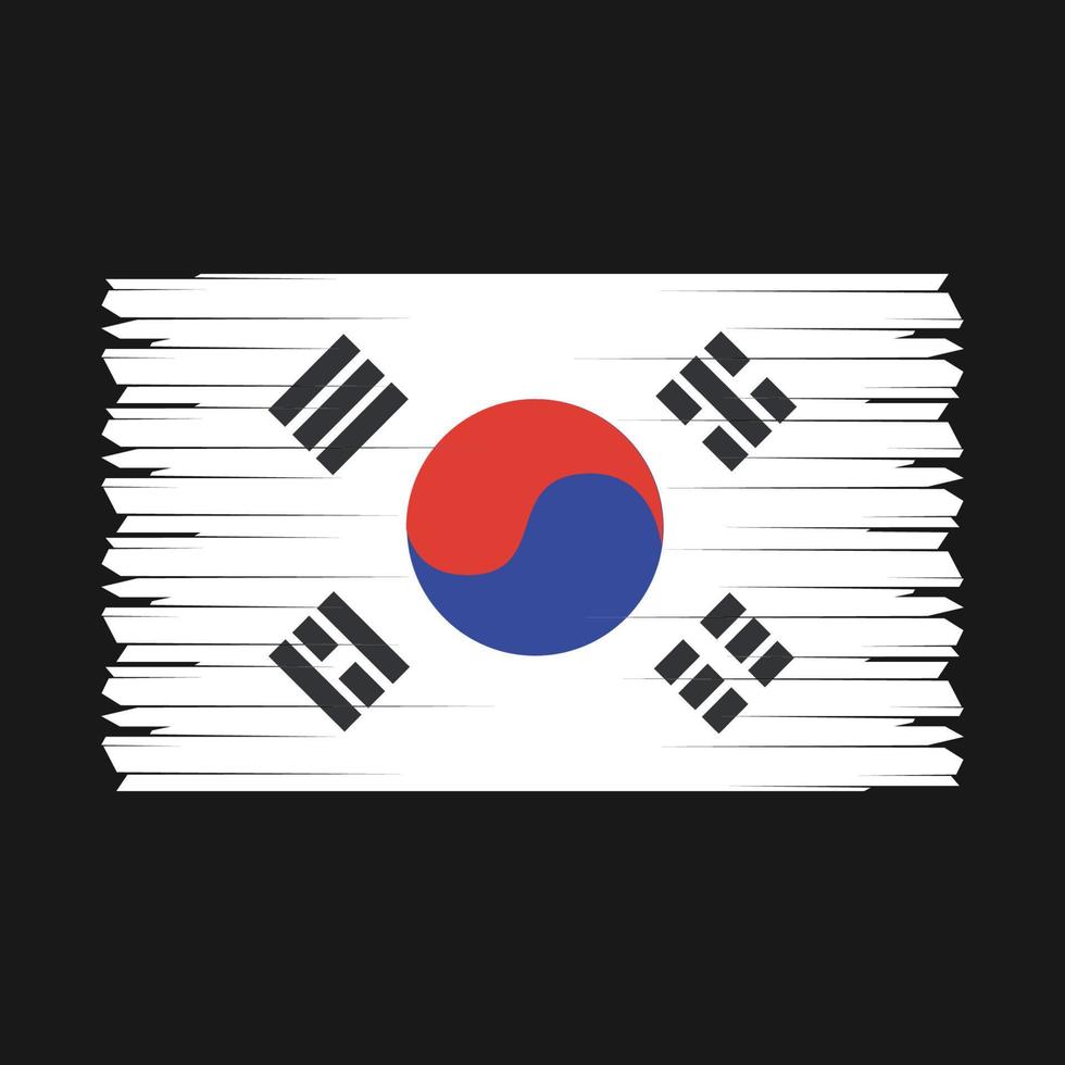 South Korea Flag Brush Vector