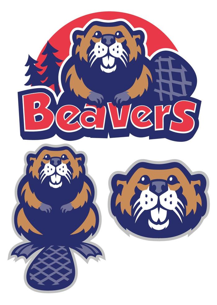Beaver mascot set sport logo style vector