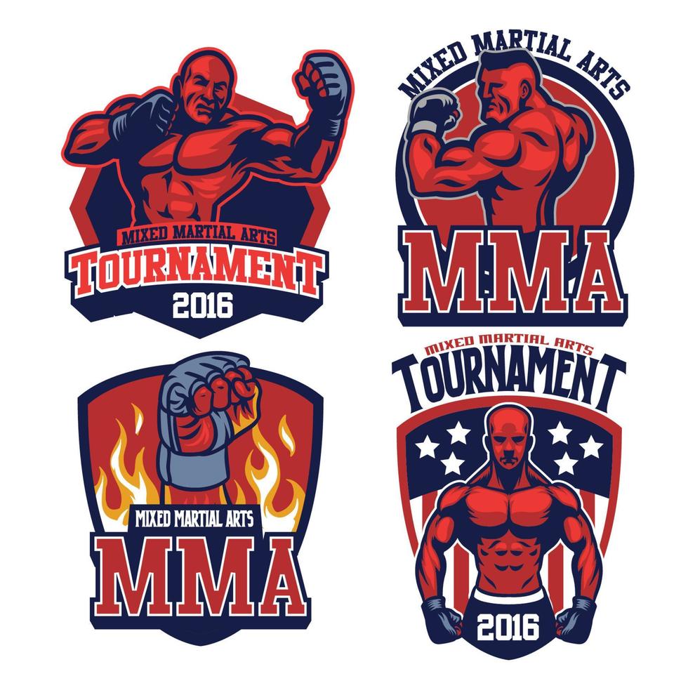 MMA fighter badge set vector