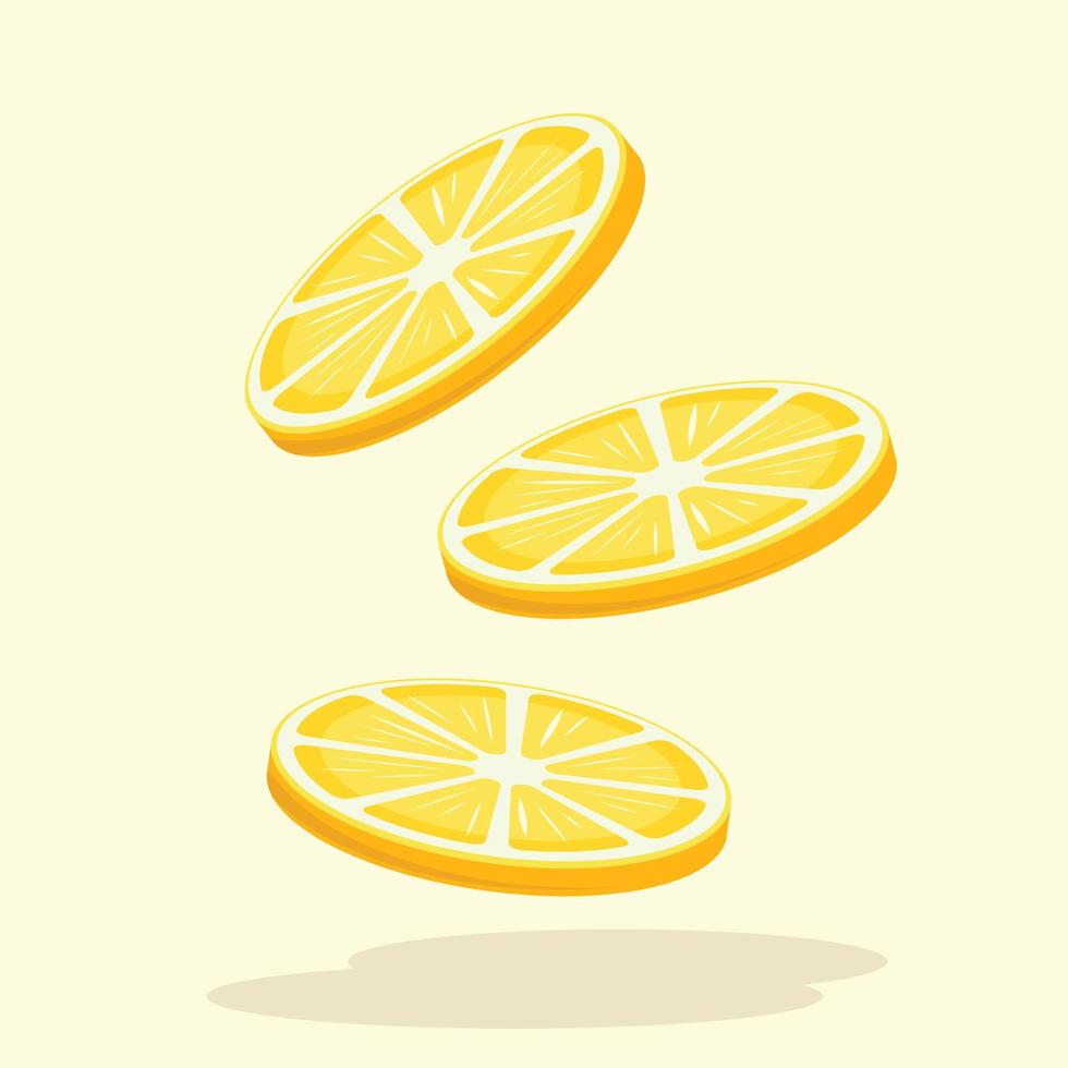 Sliced Lemon Vector Illustration. Fresh Yellow Lime Flat Design