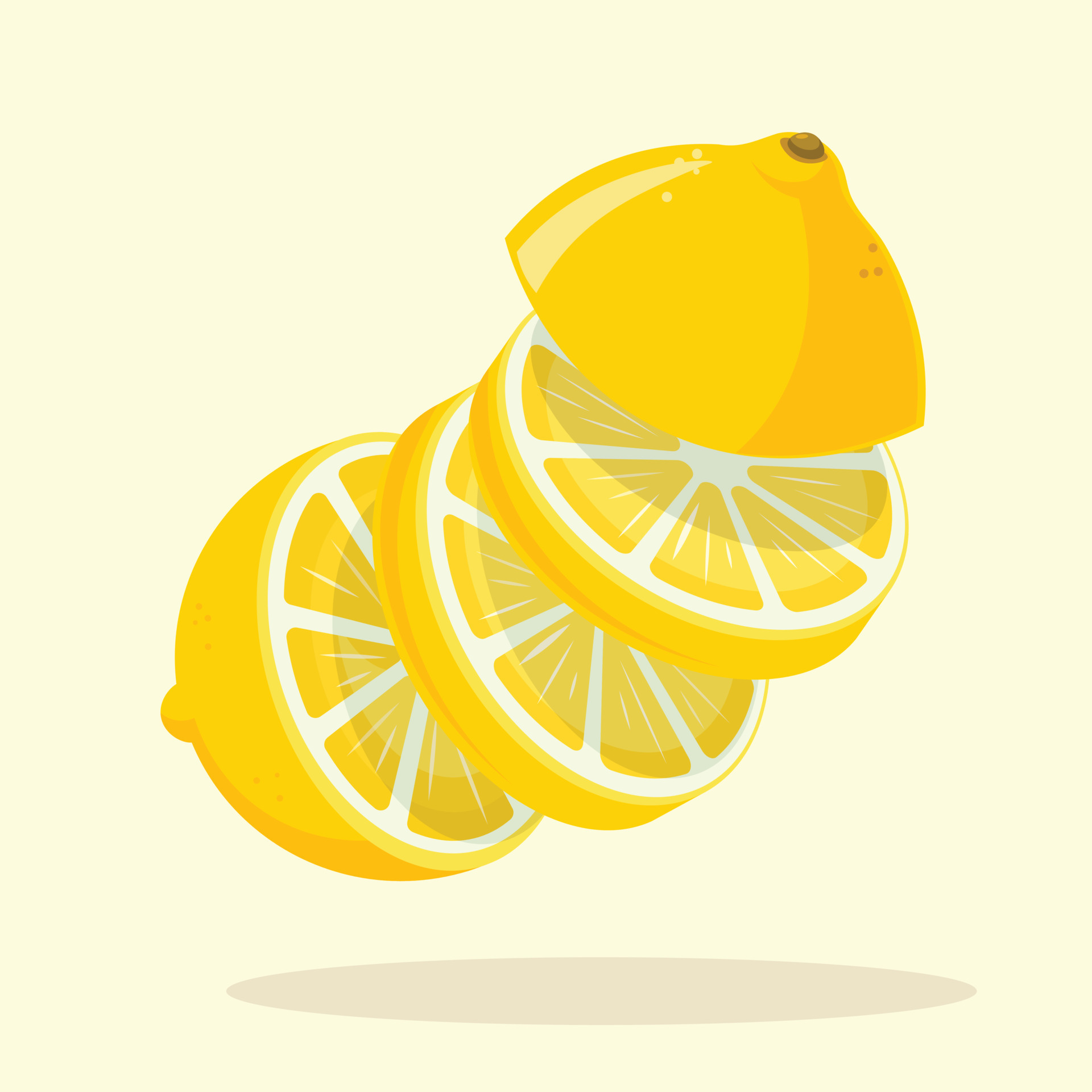 Sliced Lemon Vector Illustration. Fresh Yellow Lime Flat Design