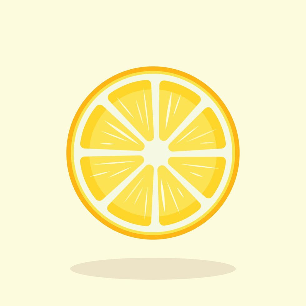 Top View Sliced Lemon Vector Illustration. Fresh Yellow Lime Flat Design