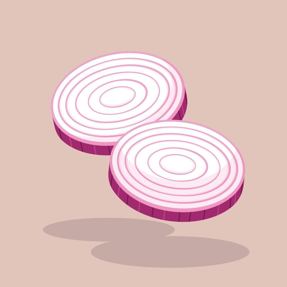 Red Onion Ring Vector Illustration. Flavor Vegetable Ingredient