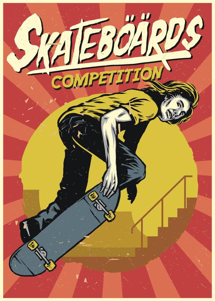 hand drawing of skateboarding vector