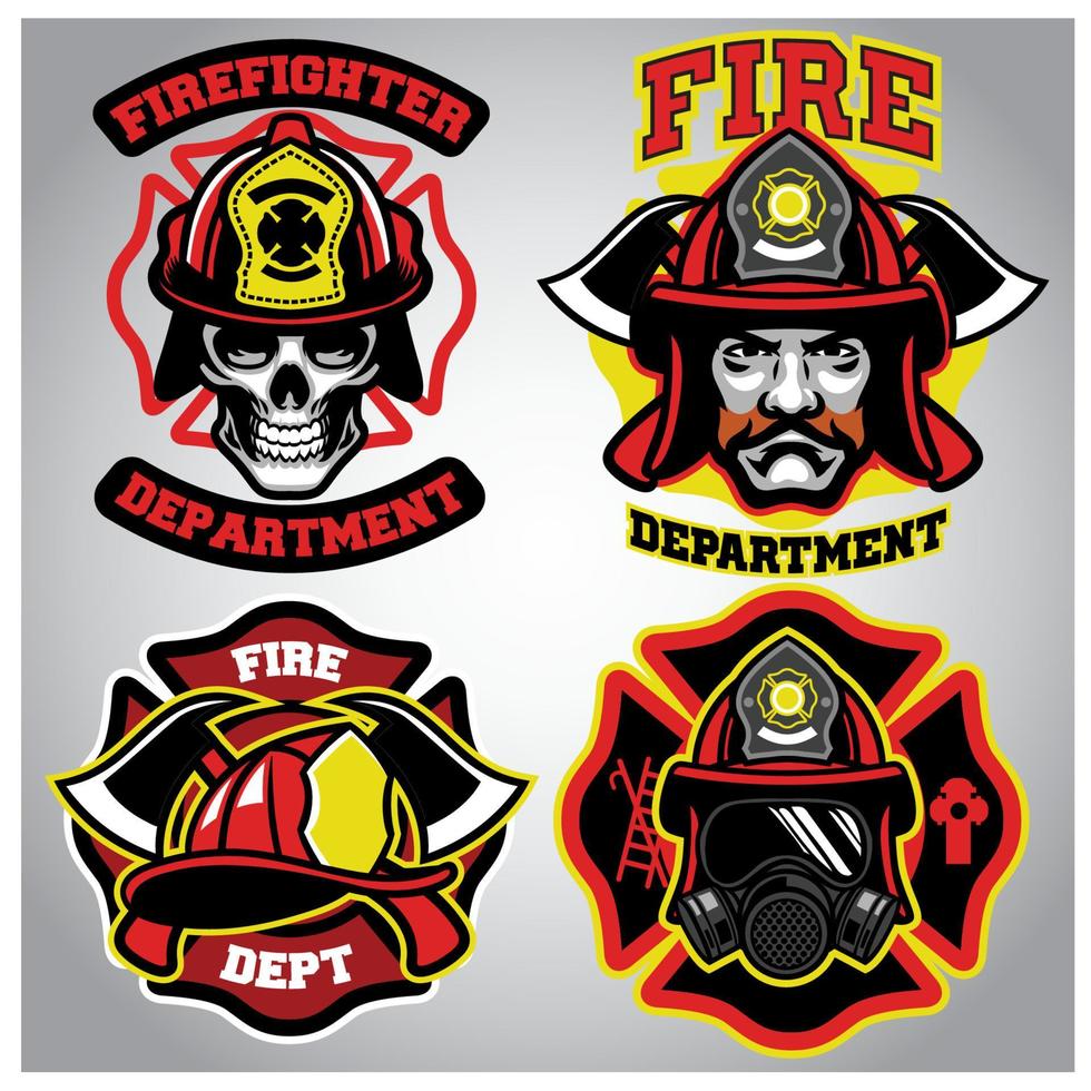 Firefighter badge set vector