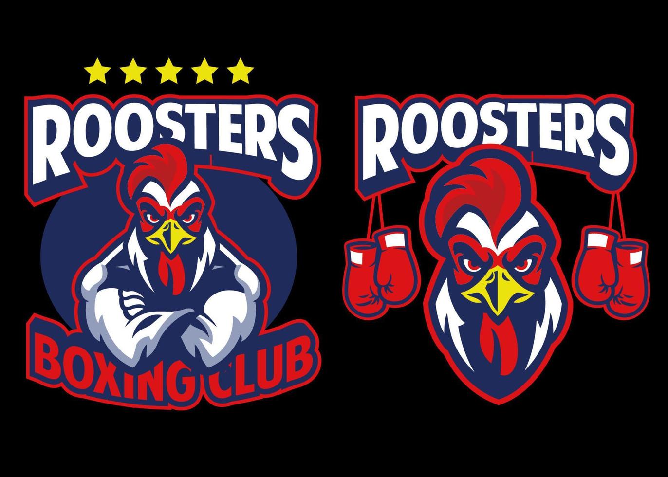 Chicken mascot gym boxing logo vector