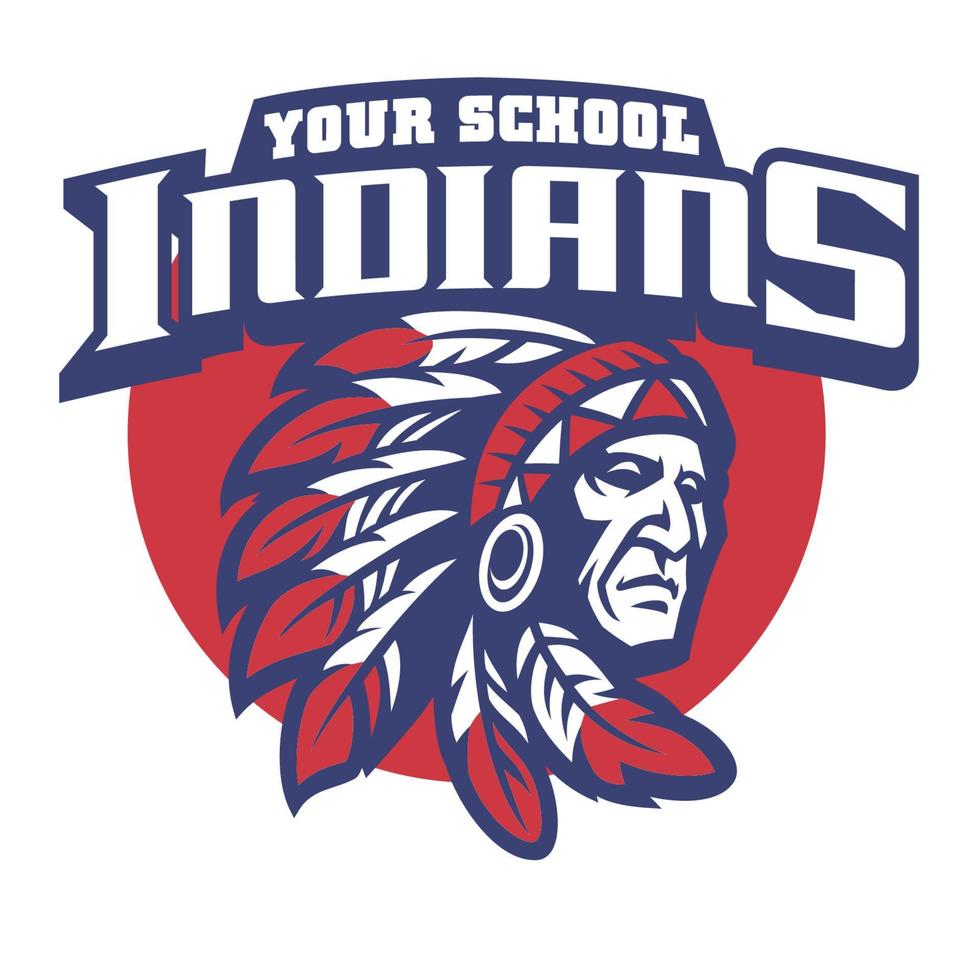 School mascot of indian chief head vector