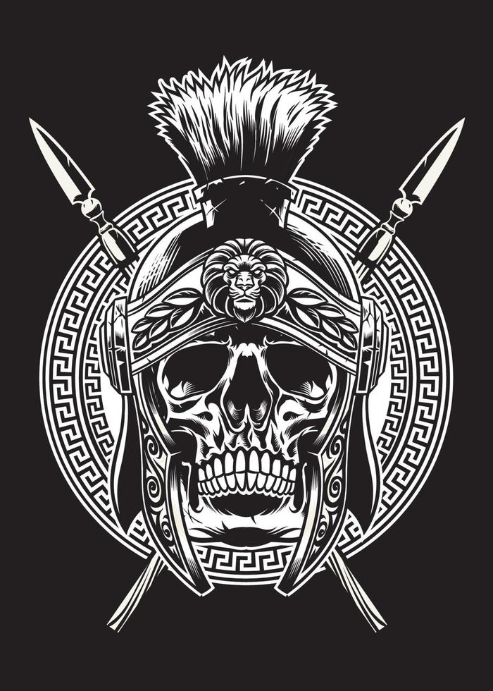 skull of roman warrior with spears crossed vector