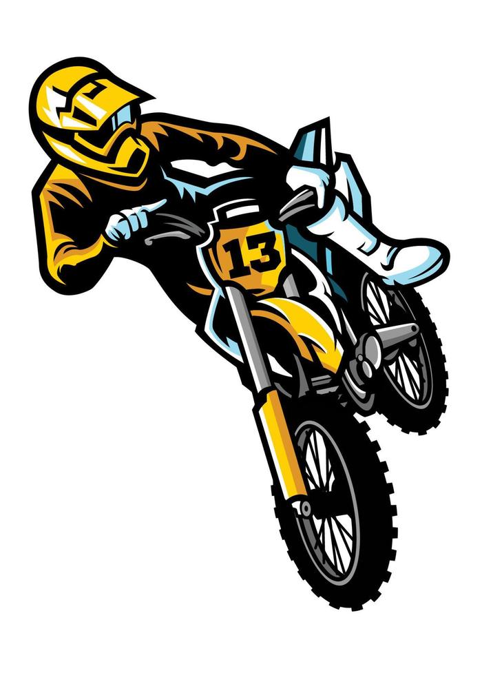 motocross rider in act vector