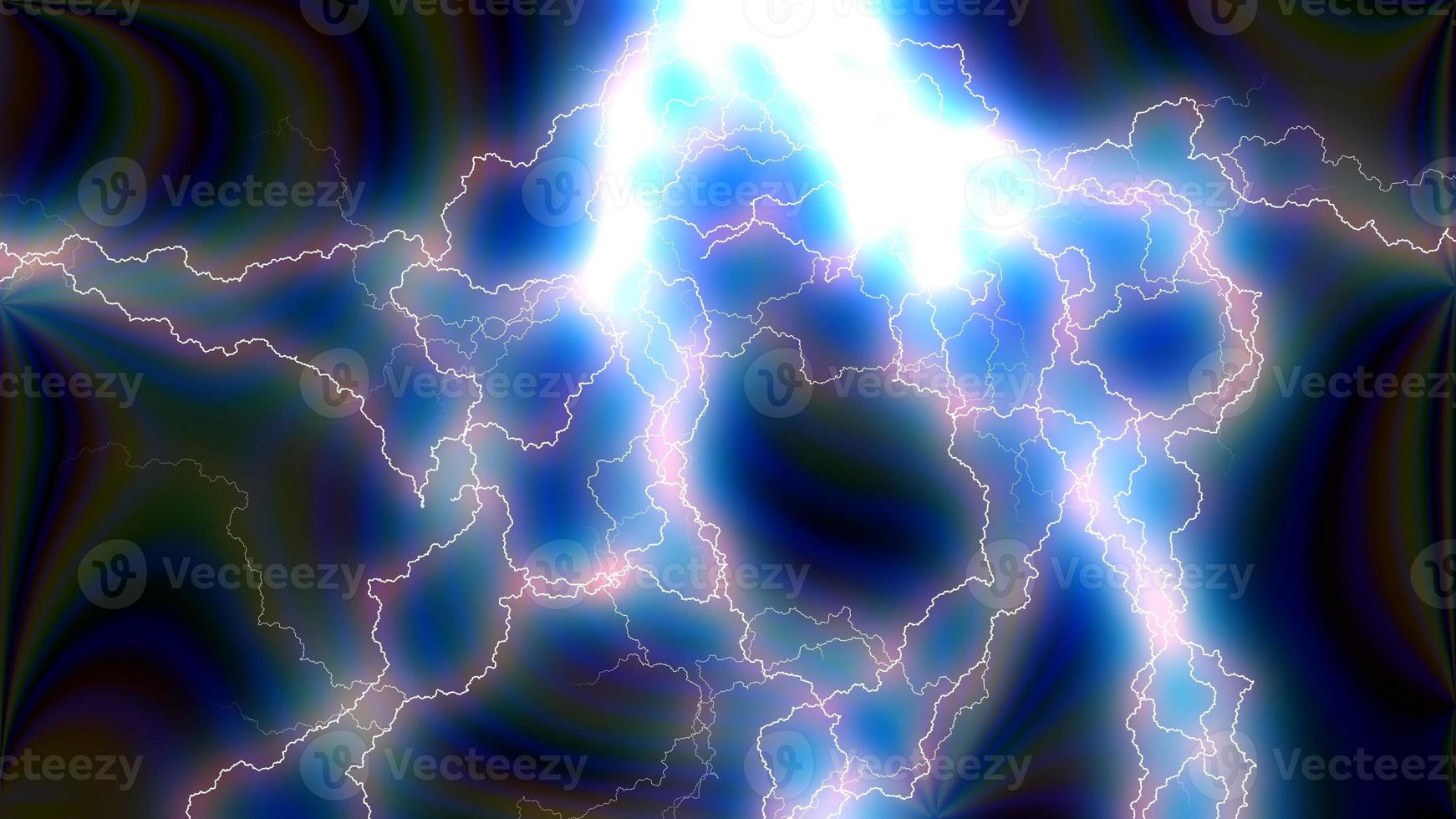 Blue thunder zap effect in colorful gradient photo