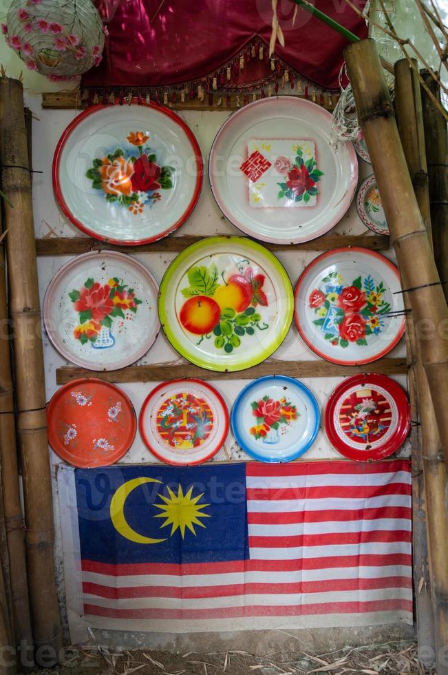 Malaysia flag with decoration dish plate photo