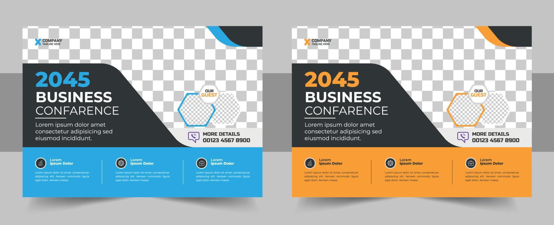 Corporate horizontal business conference flyer design vector