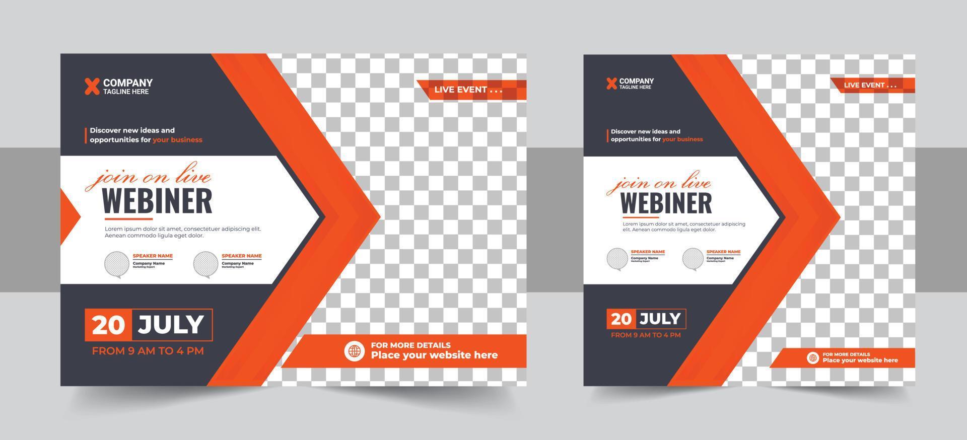 Corporate horizontal business conference flyer template with social media post vector