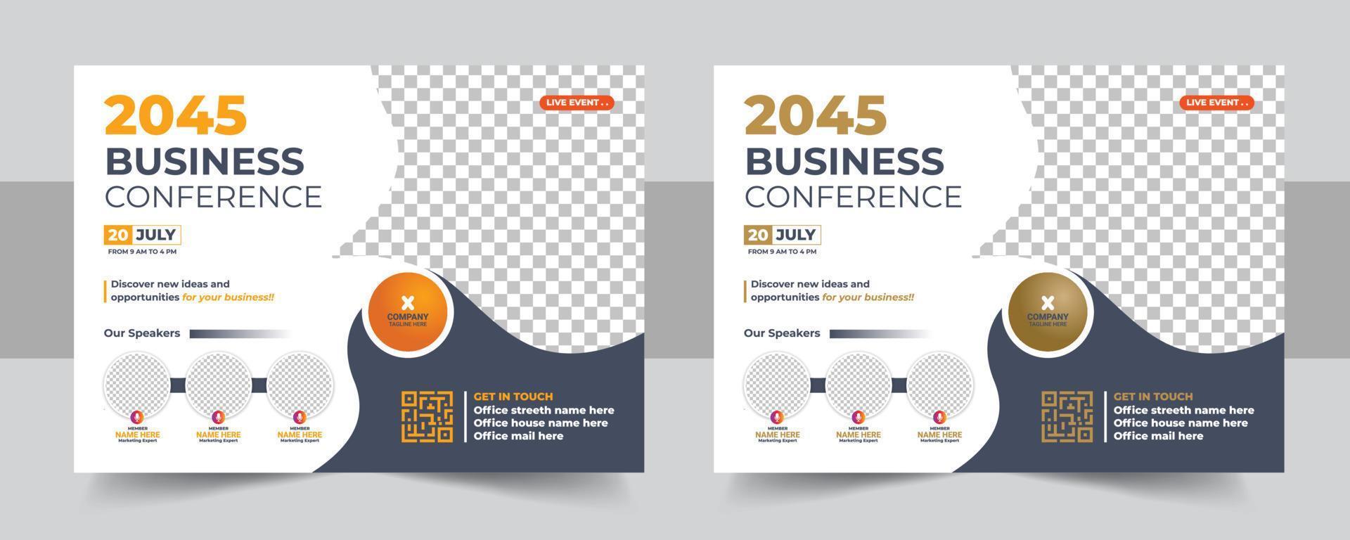 Corporate horizontal business conference flyer template vector