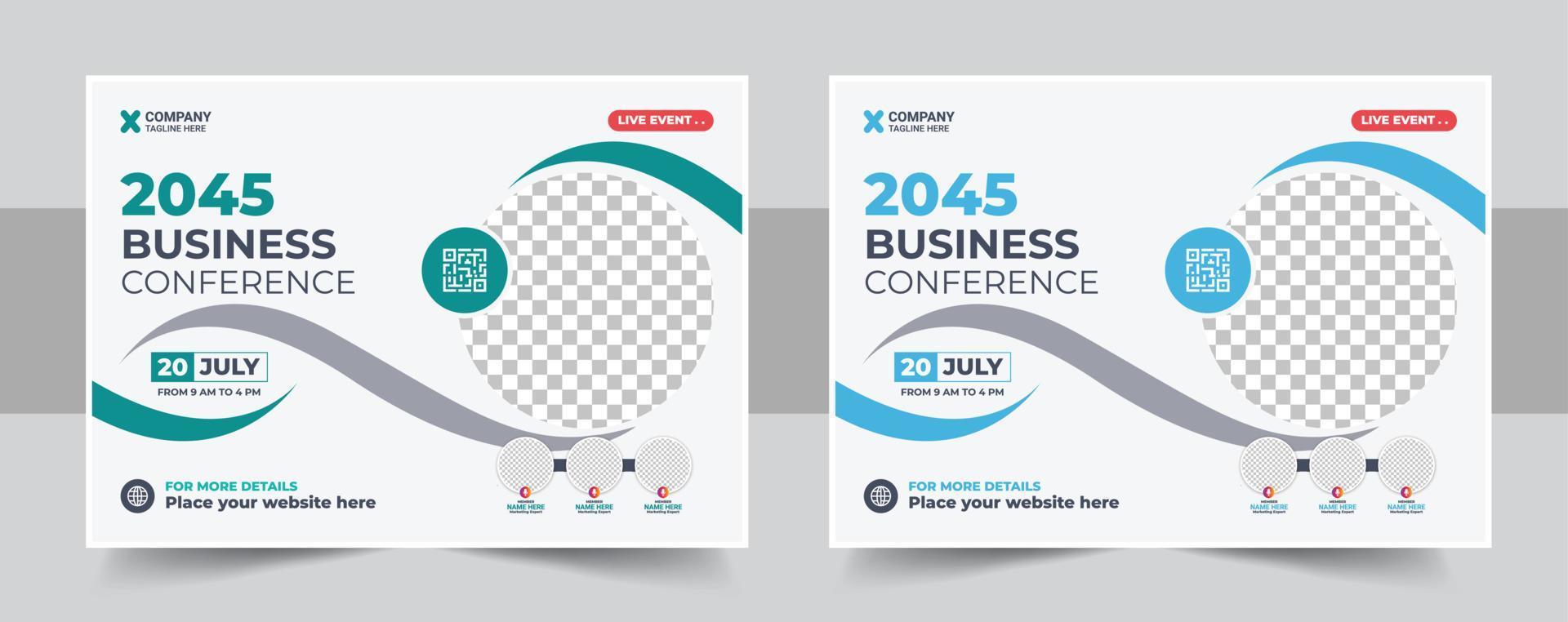 Corporate horizontal business conference flyer template vector