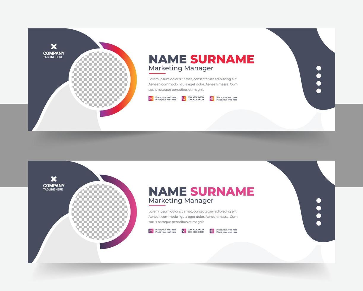 Corporate and clean email signature template for personal information vector