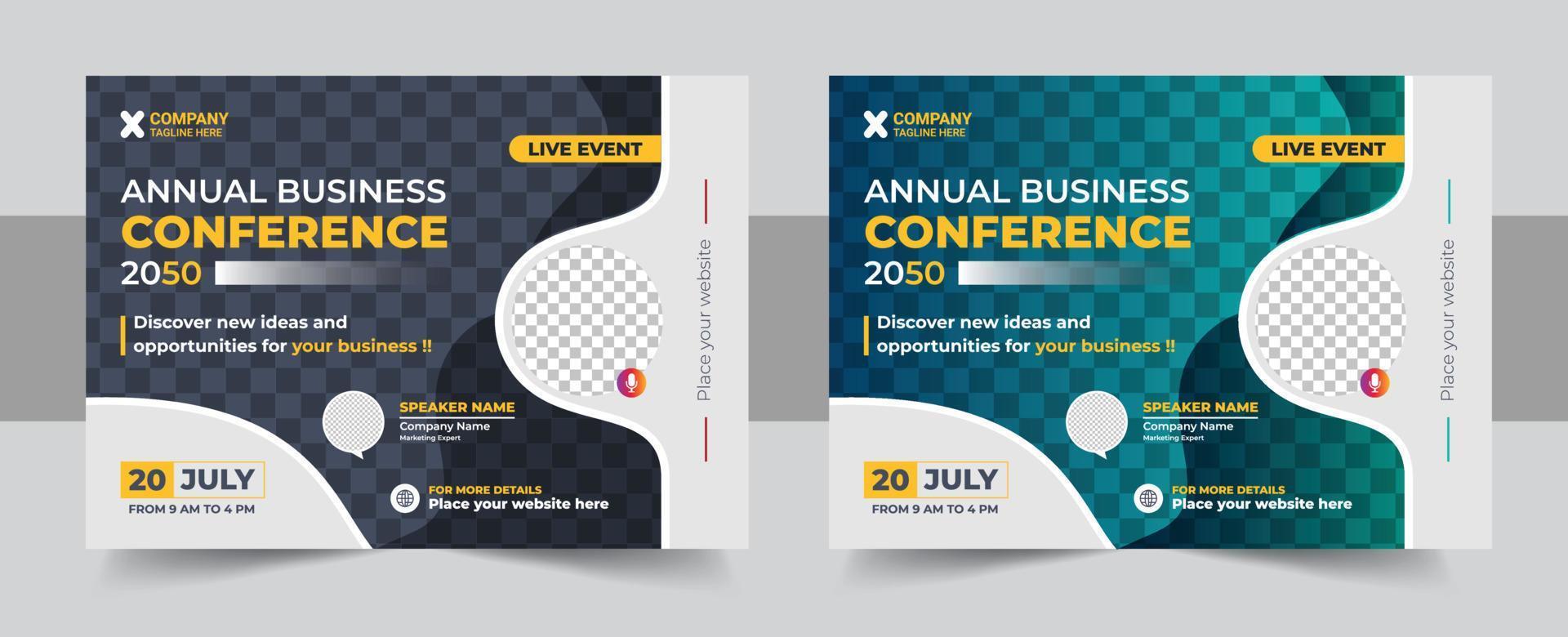 Corporate horizontal business conference flyer template vector