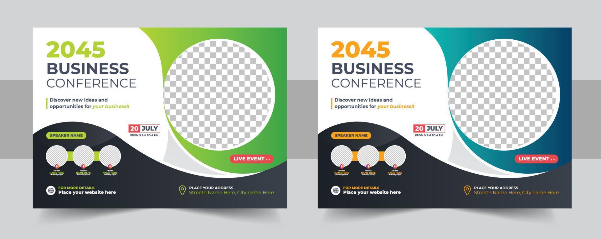 Corporate horizontal business conference flyer template vector
