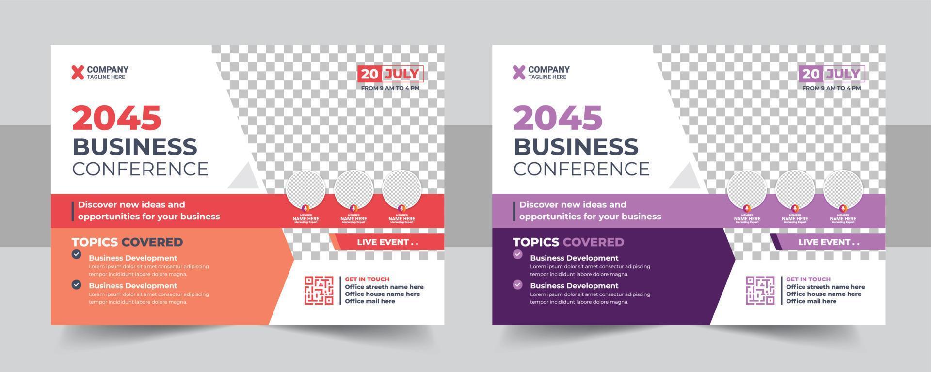 Corporate horizontal business conference flyer template vector