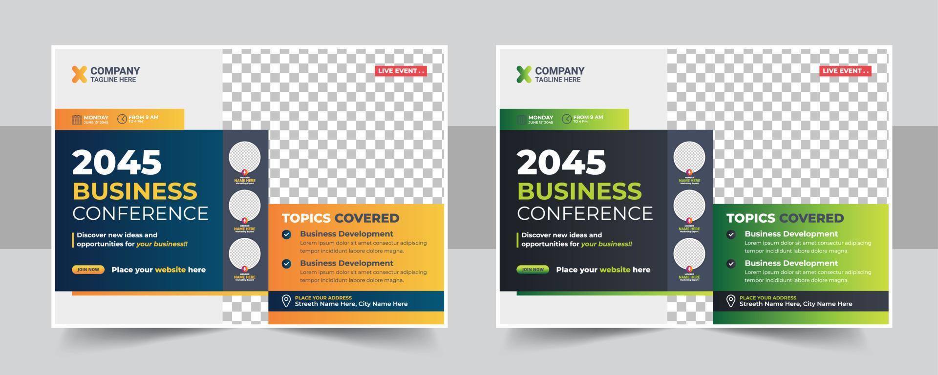 Corporate horizontal business conference flyer template, Annual corporate business workshop, meeting, training, business webinar flyer template vector