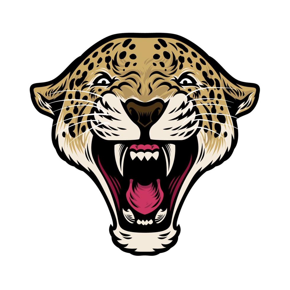 Roaring leopard head vector