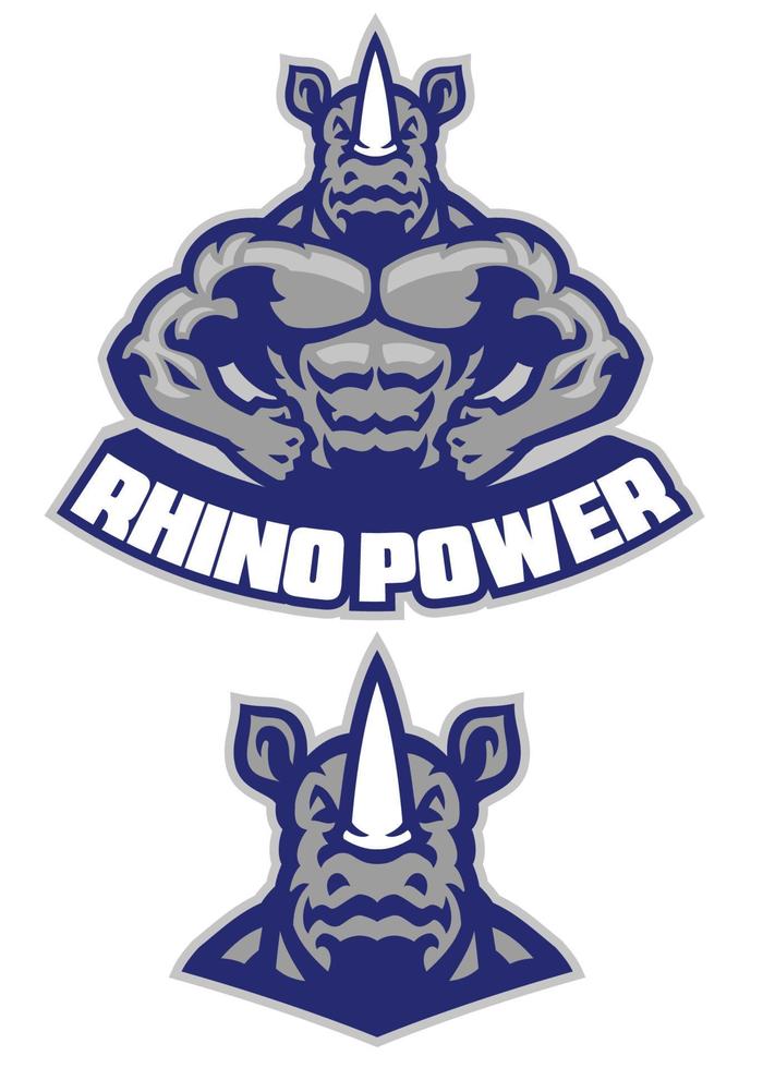 Muscular rhino mascot show his athletic body vector