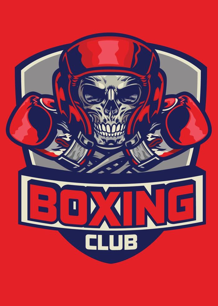 gym badge of boxing skull vector