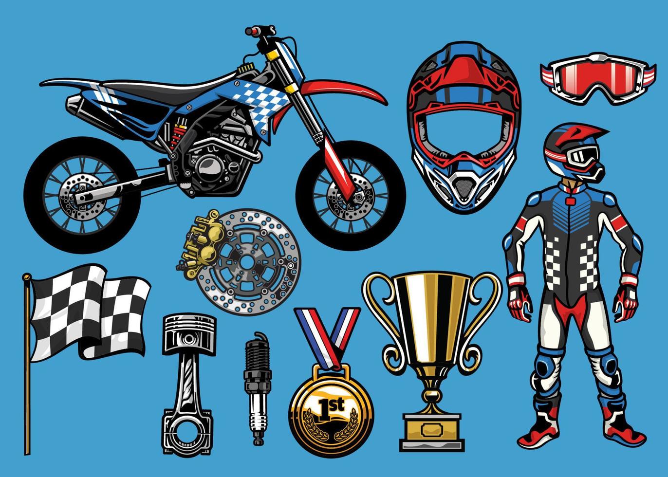 Supermoto concept set elements vector